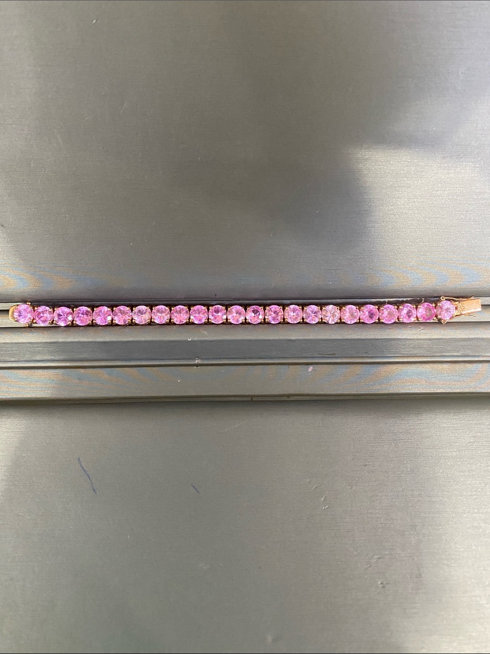 Pink Crystal rose silver Tennis Bracelet-